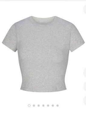 SKIMS Light Gray Ribbed Crop Top with Shoulder Pads